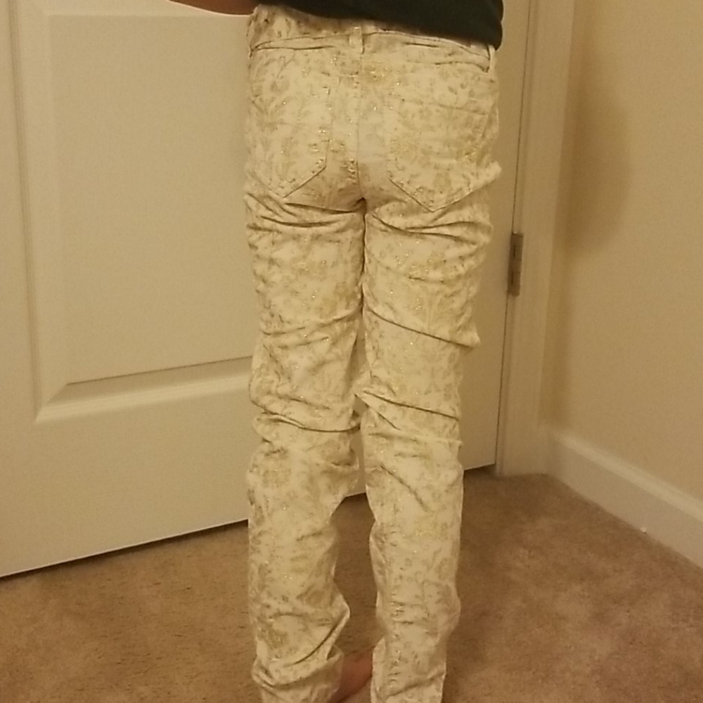 Girl's Abercrombie Kids NEW Cream & Gold Pants 10 - Picture 7 of 7